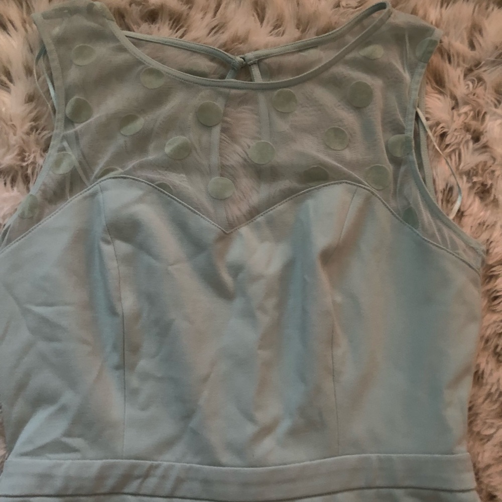 Lauren Conrad Blue mesh polka dot dress